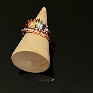 925 Sterling Silver Rose Gold Plated Crown Adjustable Ring Size: 6